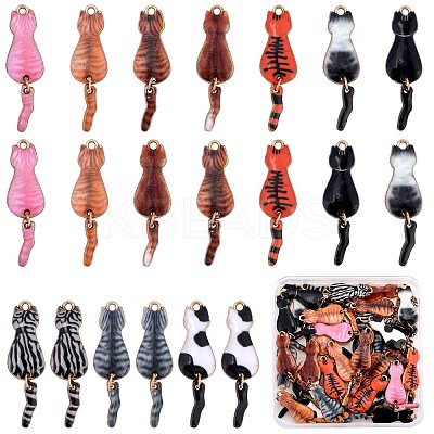 40Pcs 10 Styles Rack Plating A1lloy Enamel Pendants ENAM-SZ0004-04-1