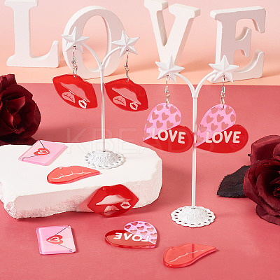 DIY Valentine's Day Love Heart Acrylic Dangle Earrings Making Kit DIY-TA0009-29-1