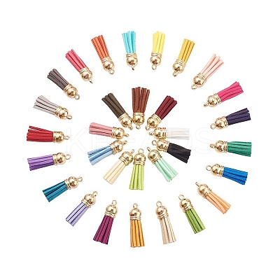 60Pcs 30 Colors Faux Suede Tassel Pendant Decorations FIND-YW0001-13LG-1