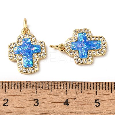 Rack Plating Brass Micro Pave Clear Cubic Zirconia Pendants KK-P268-12A-G-1