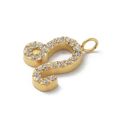 Ion Plating(IP) 304 Stainless Steel Micro Pave Cubic Zirconia Charms STAS-Z107-09G-09-1