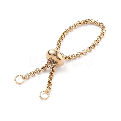 304 Stainless Steel Rolo Chains Slider Ring Findings X-RJEW-JR00443-03-1