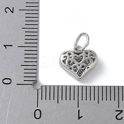 925 Sterling Silver 3D Hollow Flower Heart Charms STER-M099-02P-1