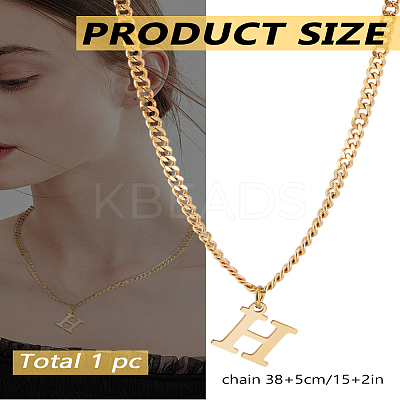 1Pc 304 Stainless Steel Letter Pendant Necklaces NJEW-LP0001-33H-G-1