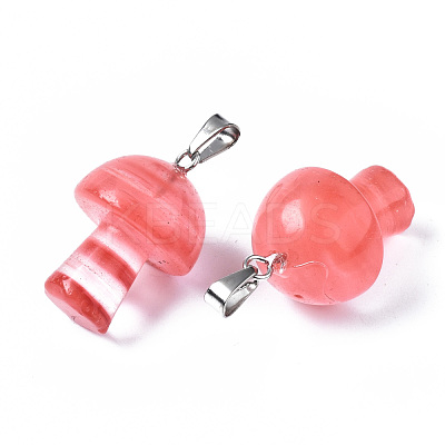 Cherry Quartz Glass Pendants G-N0325-10F-1