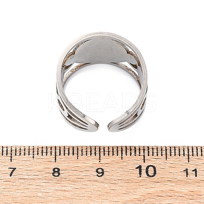 304 Stainless Steel Rhinestone Saint Benedict Open Cuff Rings LS-RJEW-M069-01P-1