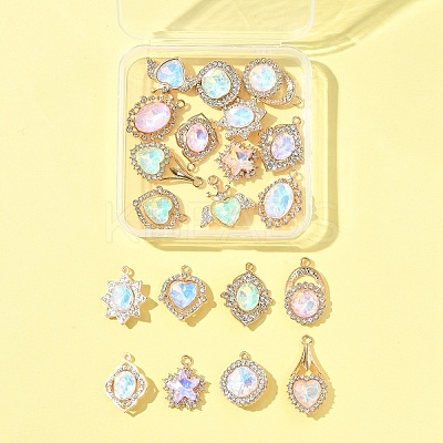 20Pcs 10 Styles Alloy Glass Pendants FIND-FS0003-50-1