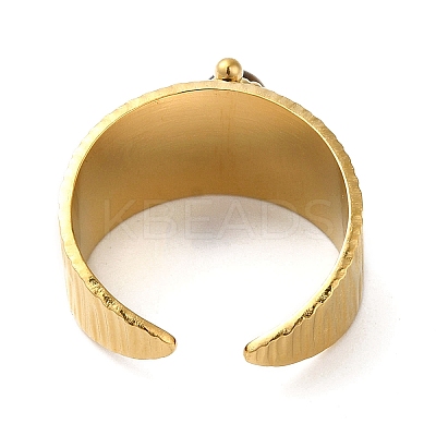 6Pcs 6 Style Rectangle & Horse Eye & Half Round 304 Stainless Steel Open Cuff Rings Set RJEW-P092-03G-M-1