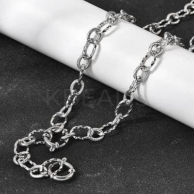 7MM 201 Stainless Steel Twisted Oval Link Chain Necklaces NJEW-K302-01P-1