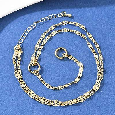 Brass Textured Link Chain Y Lariat Necklaces NJEW-H087-03G-1