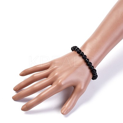 Natural Lava Rock Stretch Bracelets BJEW-JB04506-03-1