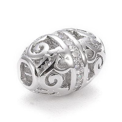 Brass Micro Pave Clear Cubic Zirconia Beads KK-K243-12P-1