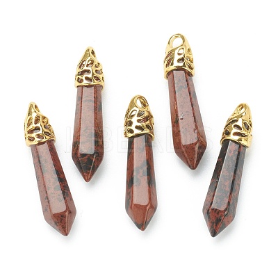Bullet Natural Mahogany Obsidian Pointed Pendants G-E332-C37-G-1