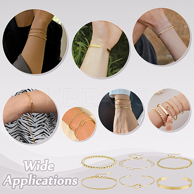 Synthetic Non-magnetic Hematite & Brass & Stainless Steel Cuff Bangles & Link & Charm Bracelets Sets BJEW-PH0004-44-1