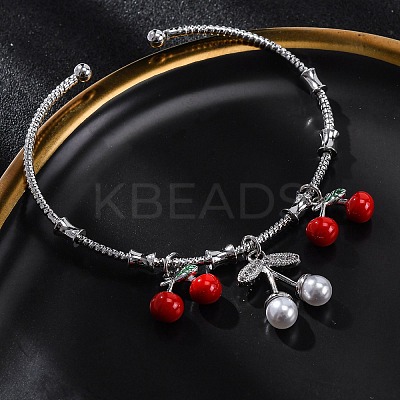 Brass Micro Pave Clear Cubic Zirconia Cuff Bracelets BJEW-M075-01P-1