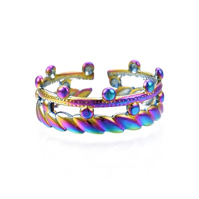 304 Stainless Steel Olive Leaf Wrap Cuff Ring RJEW-N038-092-1