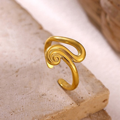 Irregular 304 Stainless Steel Cuff Open Rings for Women SA-CBA6EDB-08G-1