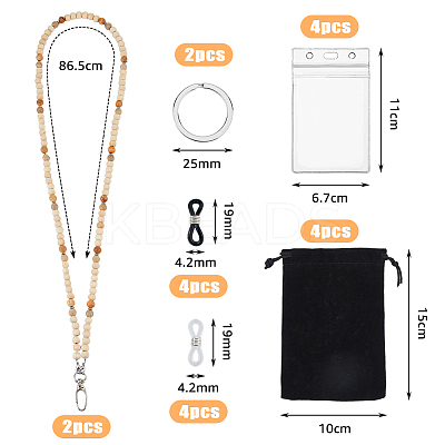 Wooden Beaded Name Card Holder Sets NJEW-AB00033-1