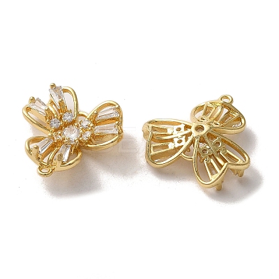 Brass Micro Pave Clear Cubic Zirconia Pendants KK-E098-04G-1