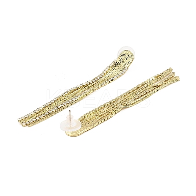 Cubic Zirconia Chains Tassel Earrings LS-EJEW-P236-03G-1