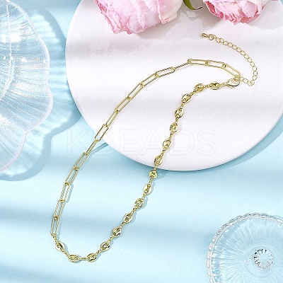 Brass Paperclip Chain Coffee Bean Chain Necklaces NJEW-JN05578-1