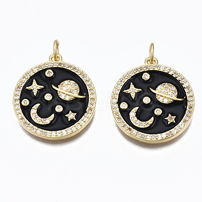 Brass Micro Pave Clear Cubic Zirconia Pendants ZIRC-N039-134-NF-1