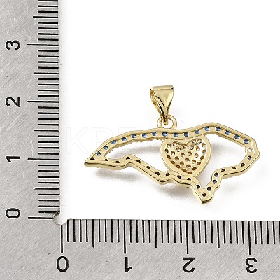 Brass Micro Pave Blue Cubic Zirconia Pendants CU-E002-04A-G-1