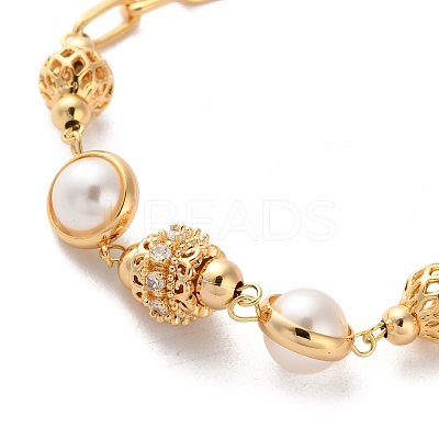 Brass Micro Pave Cubic Zirconia Link Bracelets BJEW-P342-10G-1
