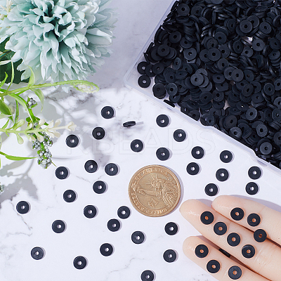 Flat Round Handmade Polymer Clay Beads CLAY-SC0001-58A-03-1