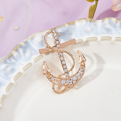 6Pcs Anchor Alloy Rhinestone Lapel Pins for Backpack Clothes JEWB-FH0002-73KCG-1