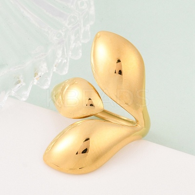 Teardrop 304 Stainless Steel Open Cuff Rings RJEW-R018-01G-03-1