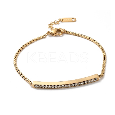 304 Stainless Steel Rhinestone Link Bracelets BJEW-P369-01G-1