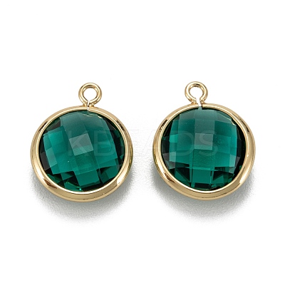 Brass Glass Charms KK-C223-05G-1
