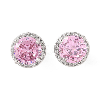 Rack Plating Brass Micro Pave Cubic Zirconia Earrings EJEW-I304-09P-07-1