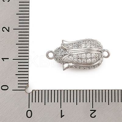 Brass Micro Pave Clear Cubic Zirconia Magnetic Clasps KK-L223-023P-1