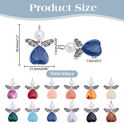 60Pcs Two Tone Acrylic Charms PALLOY-AR00040-1