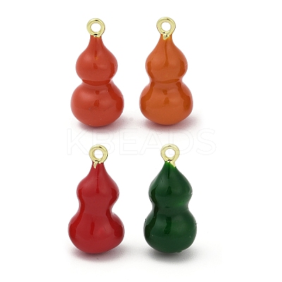 Gourd Brass Enamel Pendants KK-G526-20G-1