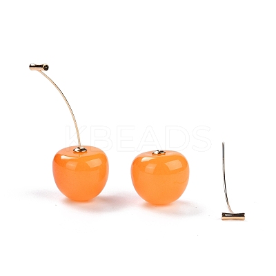 Lifelike Cherry Resin Dangle Stud Earrings EJEW-F274-01A-1