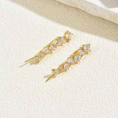 Brass Micro Pave Cubic Zirconia Stud Earrings for Women YF0331-1