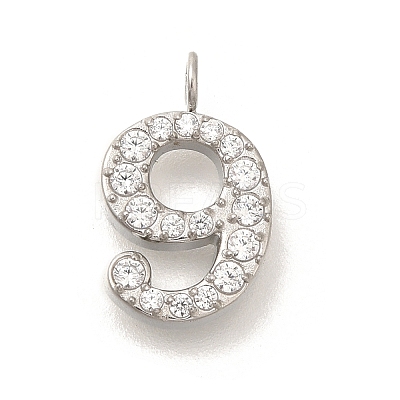 304 Stainless Steel Micro Pave Cubic Zirconia Pendants STAS-H228-01P-09-1