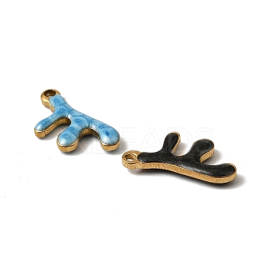 304 Stainless Steel Enamel Charms STAS-P405-01I-G-1