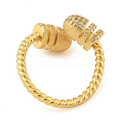 Brass Micro Pave Cubic Zirconia Open Finger Ring RJEW-C069-07G-1