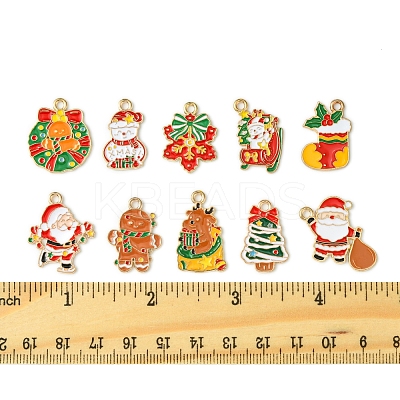 20Pcs 10 Styles Christmas Theme Alloy Enamel Pendants ENAM-FS0002-13-1