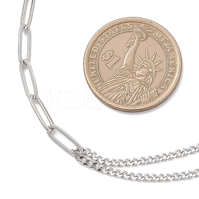 Modern Style 304 Stainless Steel Paperclip & Twisted Mixed Chain Necklaces NJEW-JN05853-1
