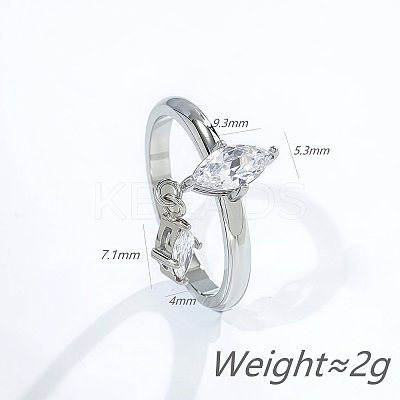 304 Stainless Steel & Cubic Zirconia Finger Rings WG4CD34-02-1