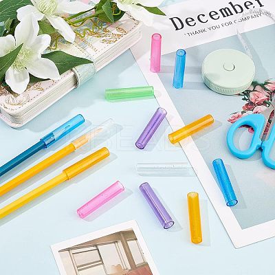 96Pcs 6 Colors Transparent Plastic Pencil Cap AJEW-CA0003-04-1
