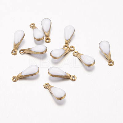 Antique Golden Plated Brass Enamel Teardrop Charms LS-X-KK-Q571-01B-1