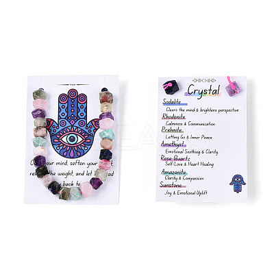Natural Sodalite & Rhodonite & Prehnite & Amethyst & Rose Quartz & Flower Amazonite & Sunstone Beads Strands G-N358-01A-01-1