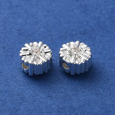 Brass Micro Pave Clear Cubic Zirconia Beads KK-P256-12S-1