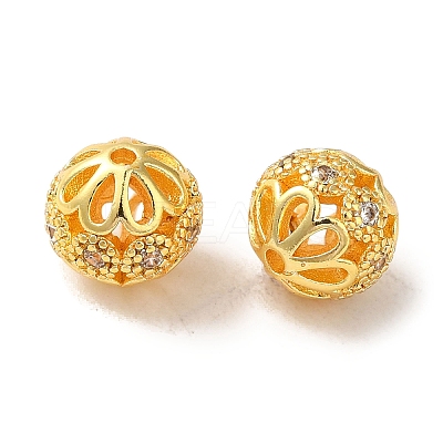 Rack Plating Brass Pave Cubic Zirconia Beads KK-M285-32C-G-1